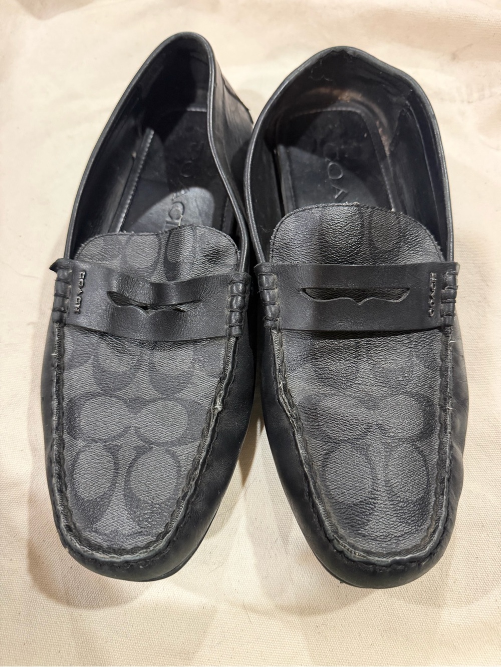 Coach Men's Black Signature Penny Loafers with Monogram